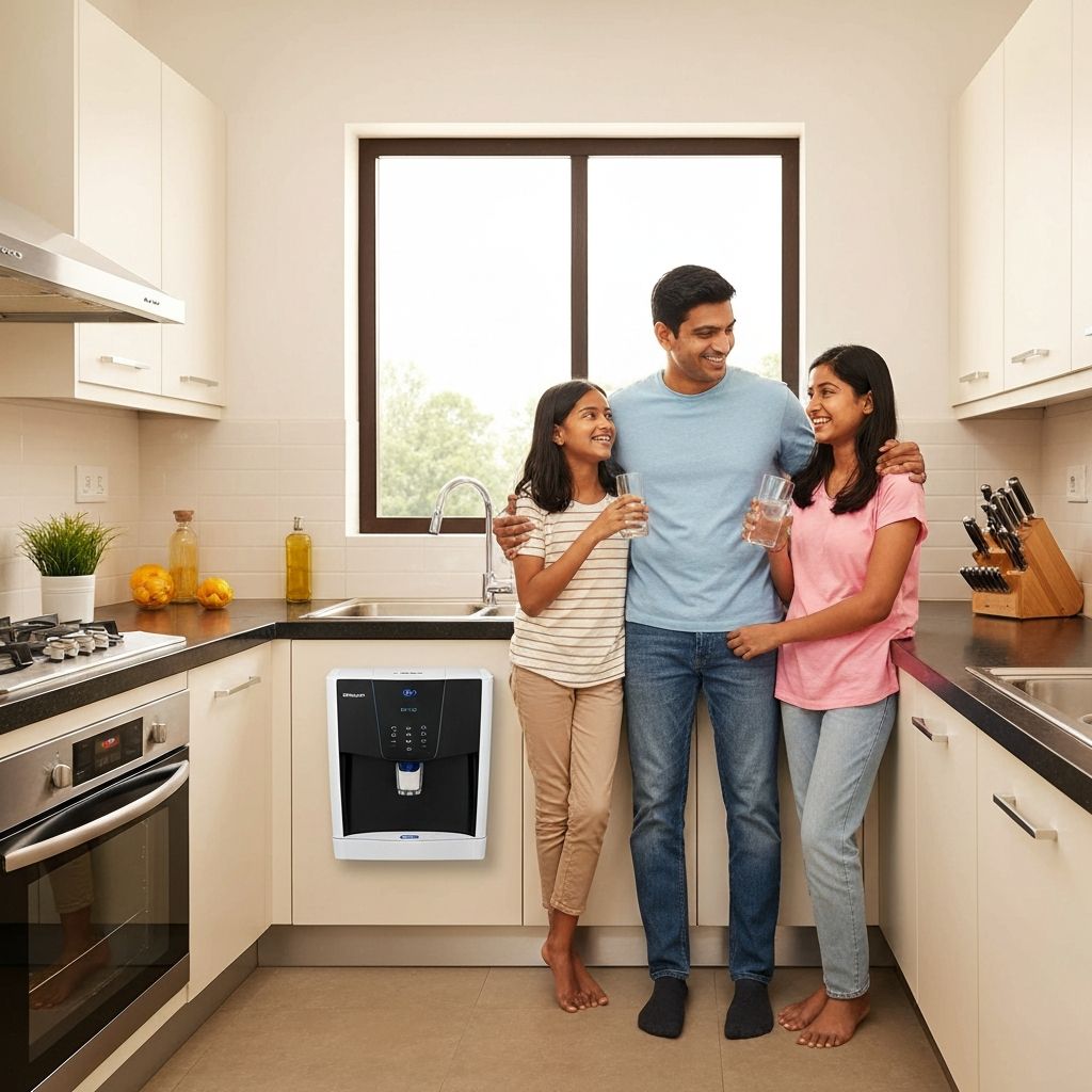 Modern Indian kitchen with RO water purifier — Bhavya RO Purifiers New Chandigarh